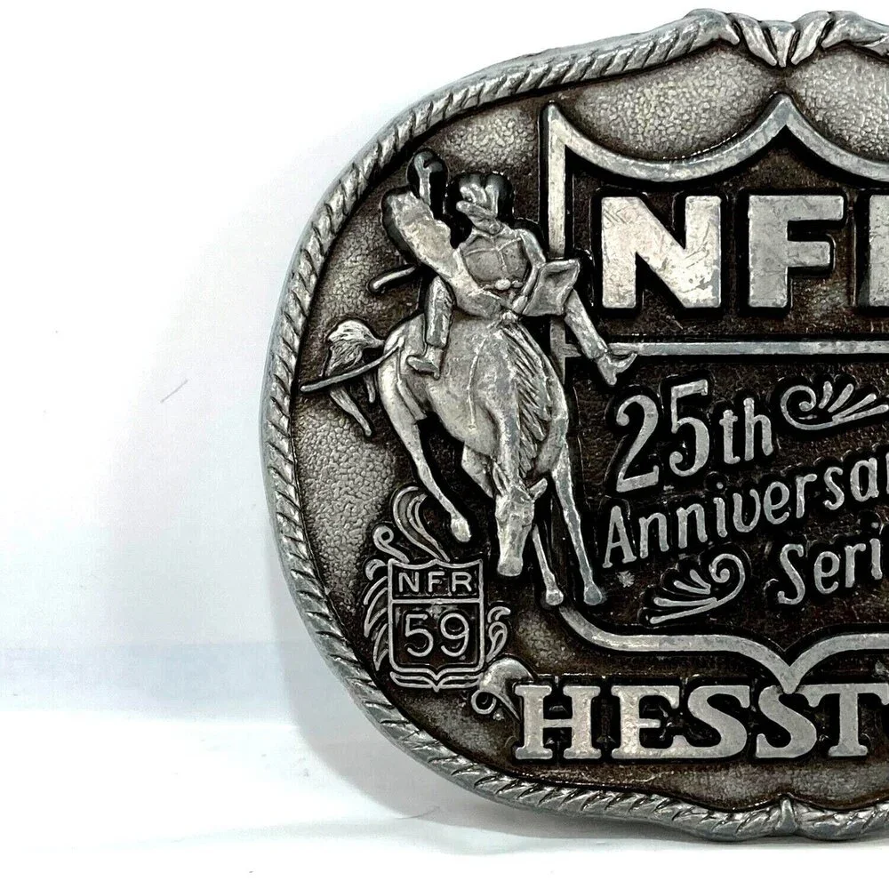 Vintage Belt Buckle 1983 NFR National Finals Rodeo Hesston 25th Anniversary USA‎